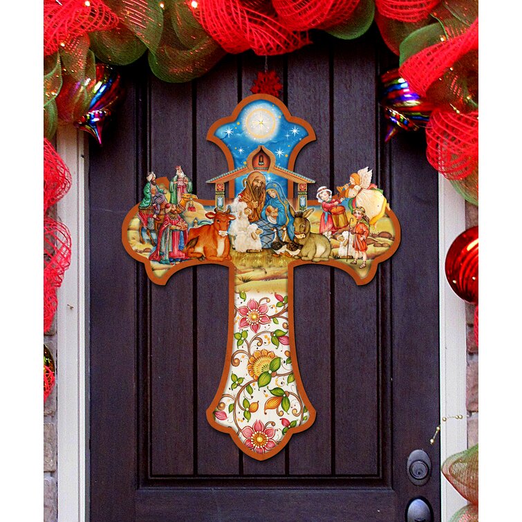 Nativity Wooden CrossDoor Hanger